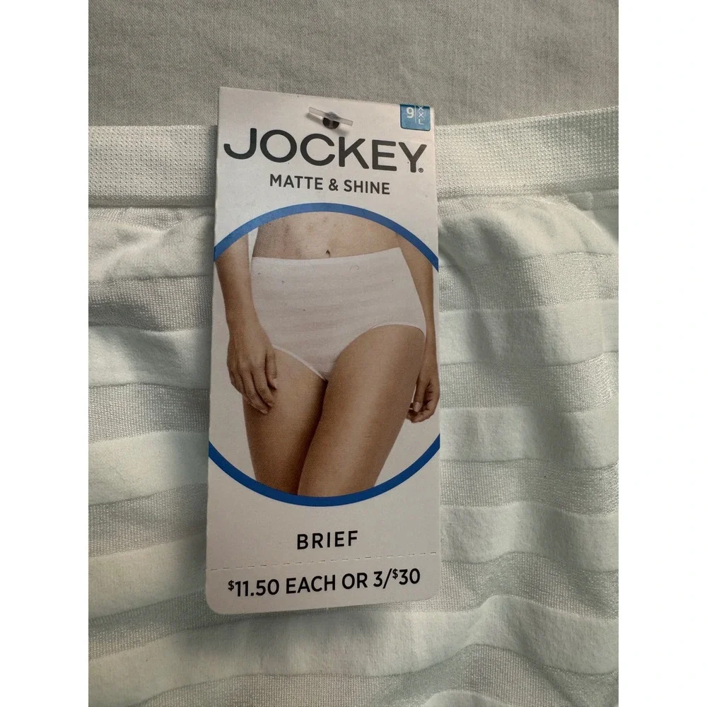 Jockey Matte & Shine Seamfree Briefs 2 Pack White Microfiber Stretch Size 9 XXL
